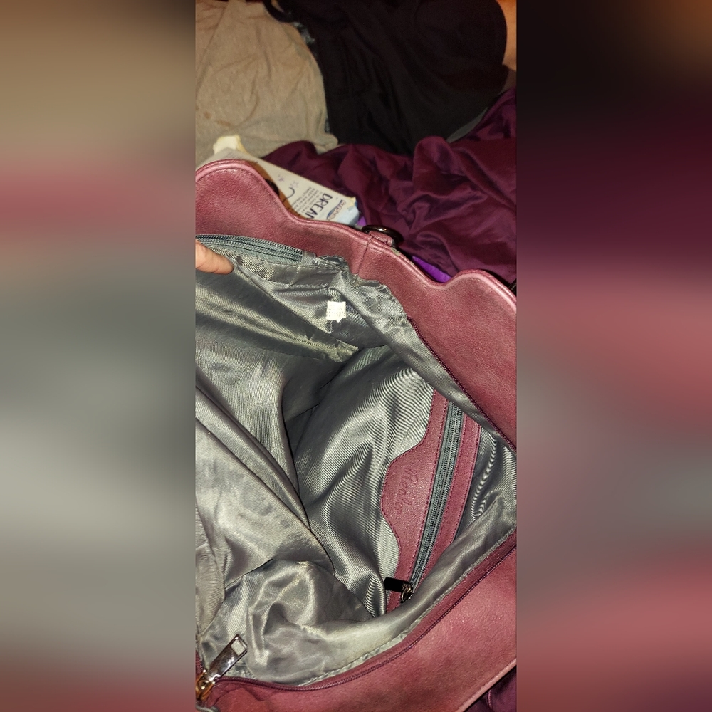 Red leather purse large size